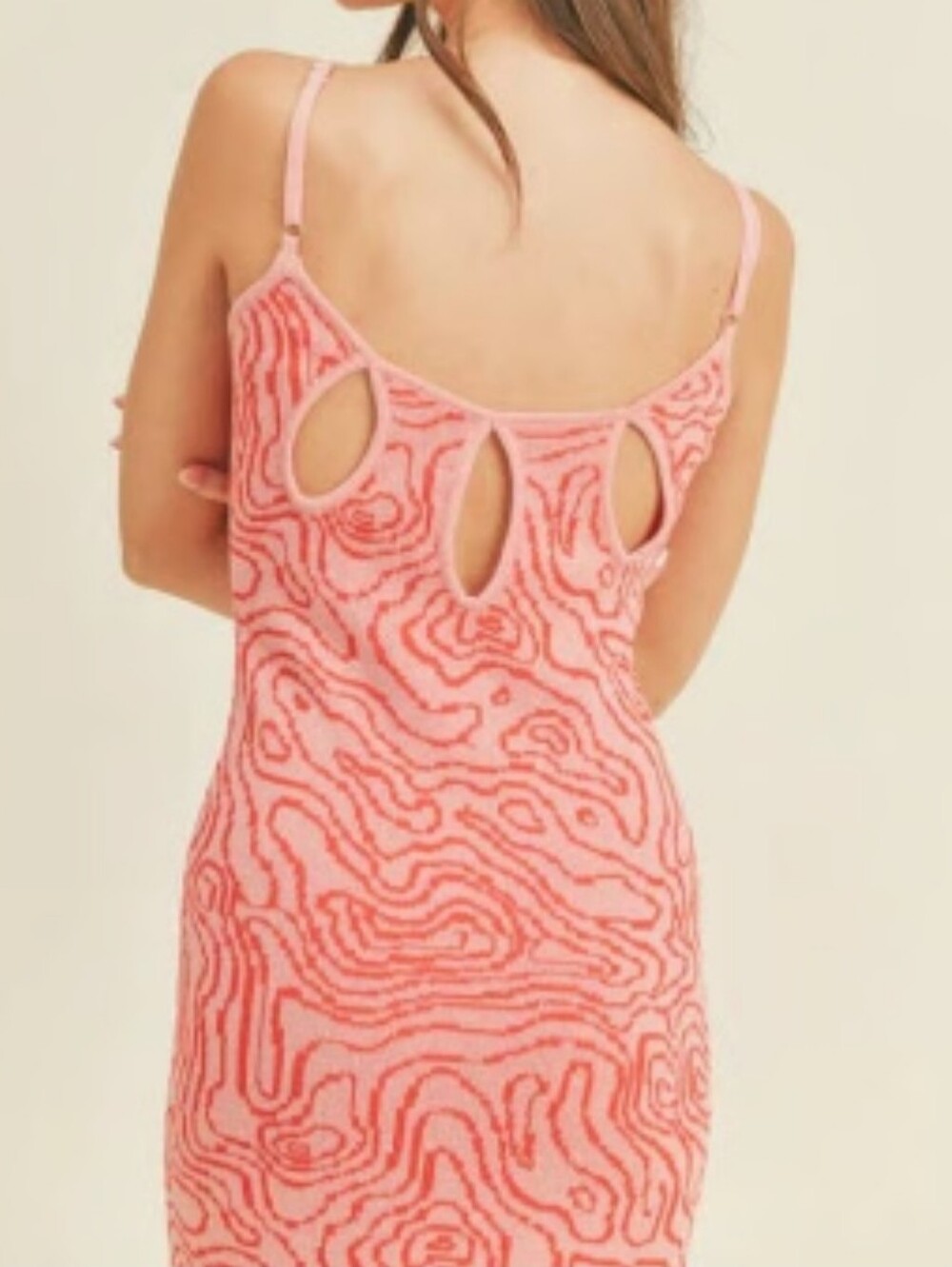NWOT Zara Pink Red Swirl Abstract Midi Dress Small - Picture 2 of 8